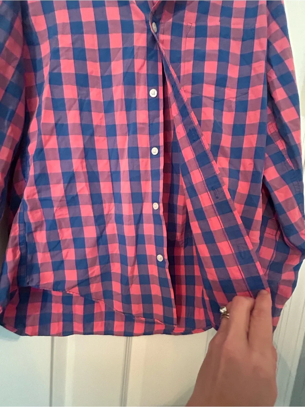J. Crew Pink and Blue Check Slim Button-Down Shirt